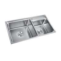 High Level Custom Double Bowls Kitchen  Basin Sink Stainless Steel 304