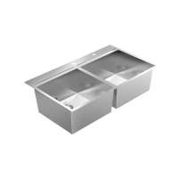 Hot selling handmade undermount 304 double bowl stainless steel kitchen sink